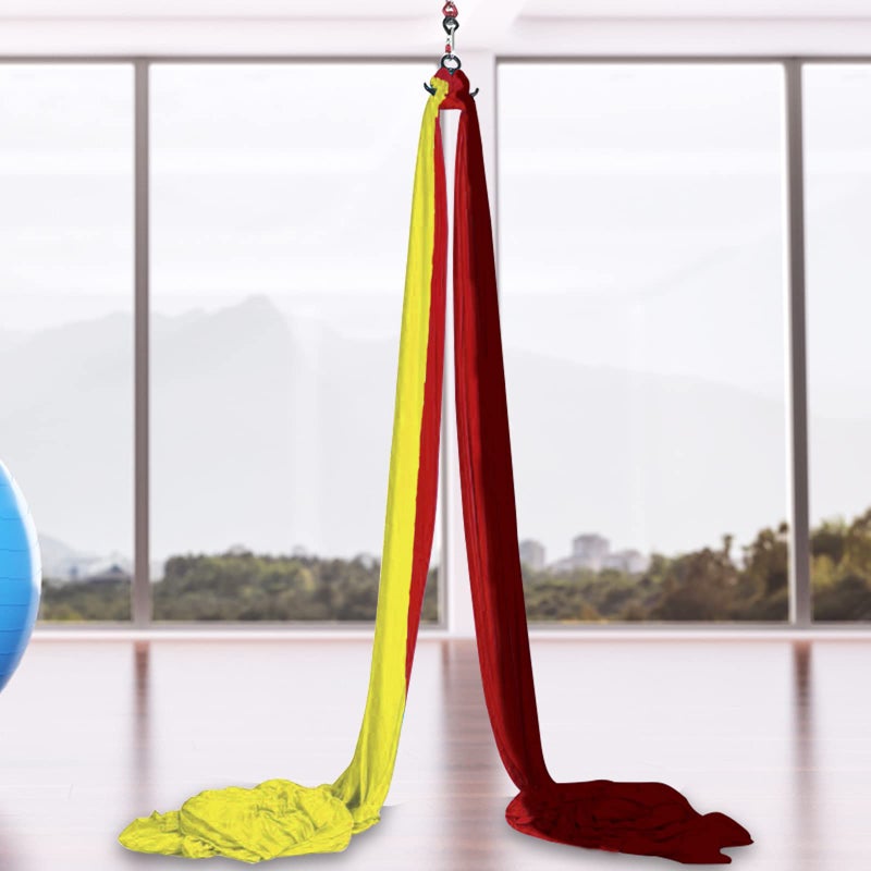 SYCYKA Aerial Yoga Hammock L:5M W:2.8M Aerial Pilates Silk Yoga Swing Set with 2000 Ibs Load Include Daisy Chain, Pose Guide - Image 3